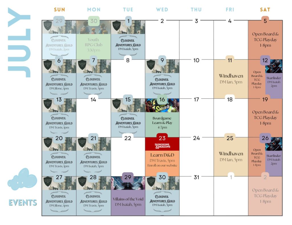 Mana Cloud July Event Calendar