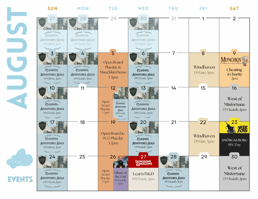 Mana Cloud August Event Calendar 2025