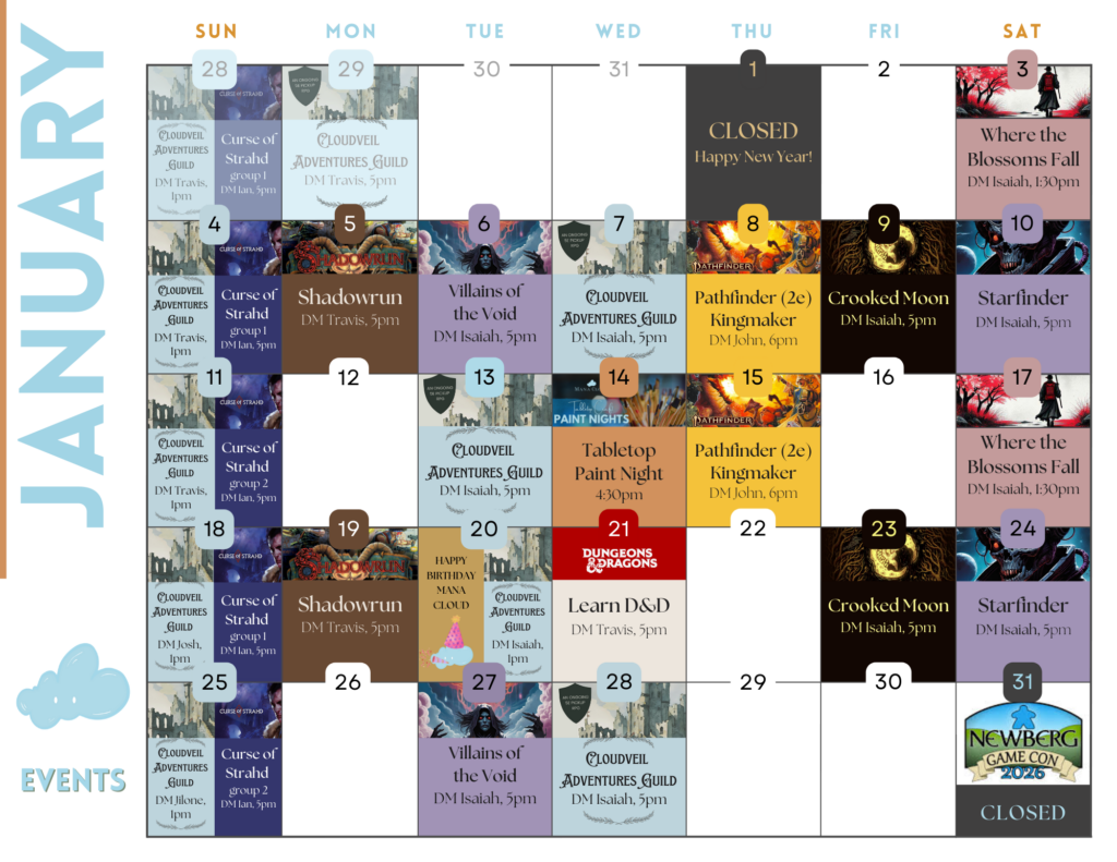 Mana Cloud Monthly Calendar 2026